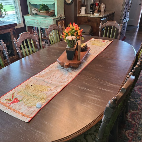Pier 1 Yellow Checks Easter Bunny Table Runner Fluff Tail Carrots Orange Stripes - Picture 4 of 7